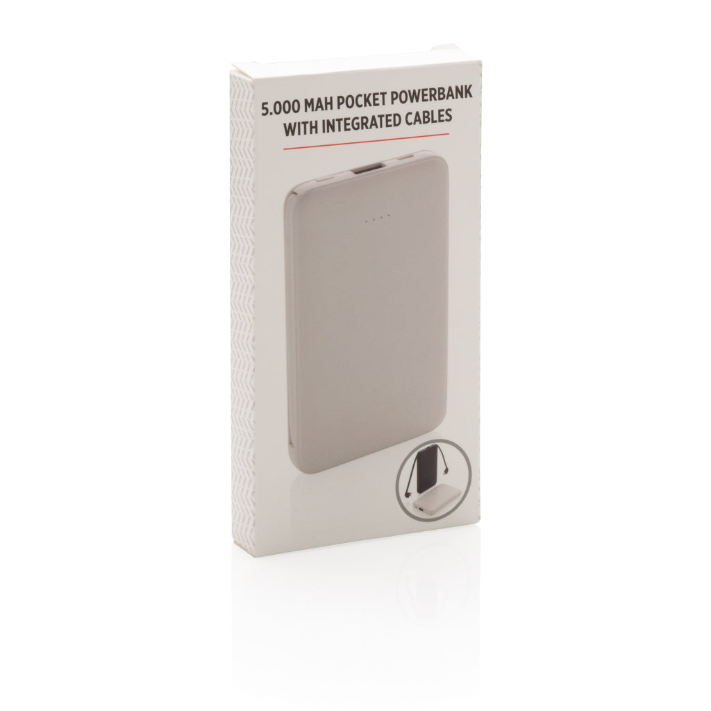 5.000 mAh Pocket Powerbank with integrated cables