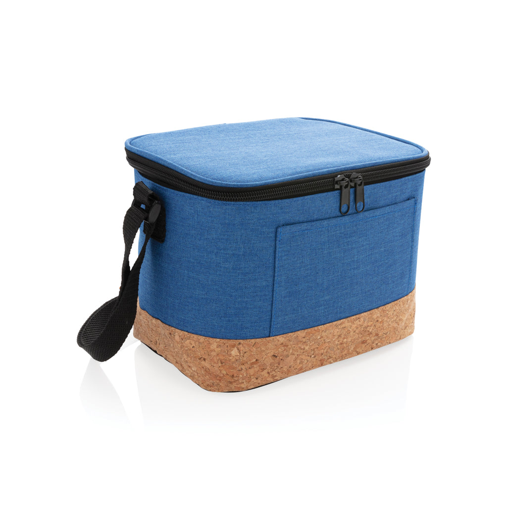 Two tone cooler bag with cork detail - blue, Polyester,Cork