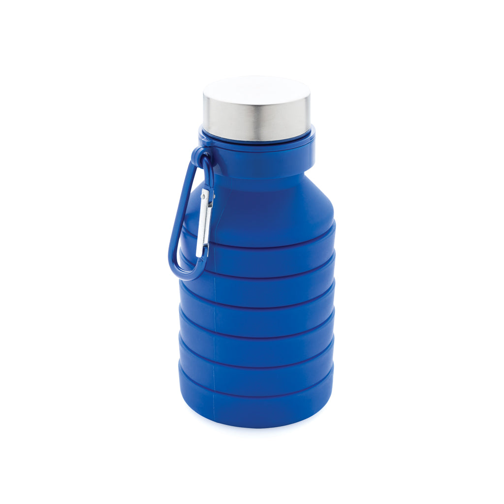 Leakproof collapsible silicone bottle with lid - blue, Silicone,Aluminium