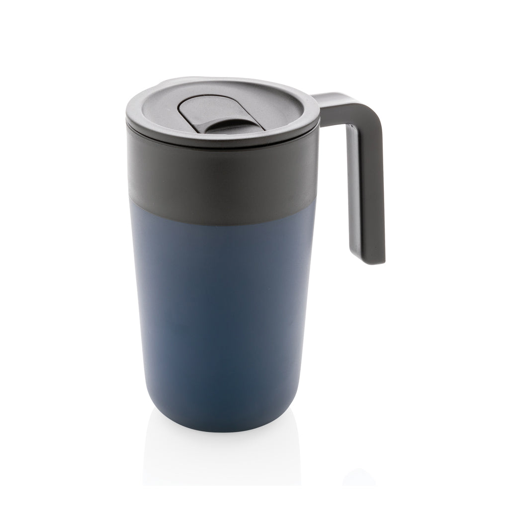GRS Recycled PP and SS mug with handle - navy, Recycled Polypropylene,Stainless steel