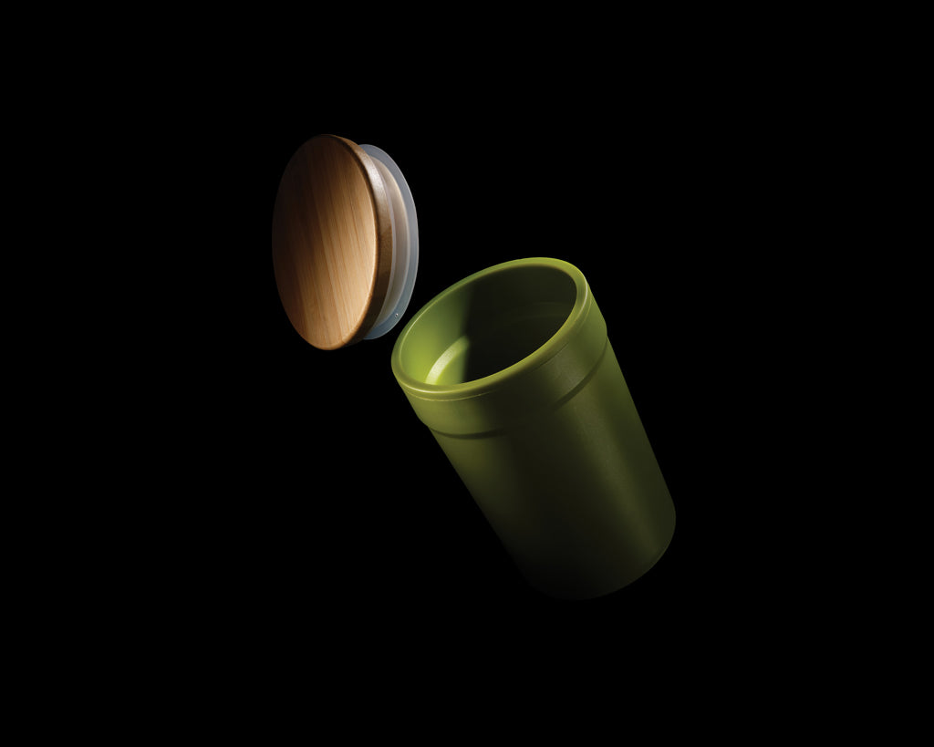 GRS certified recycled PP mug with bamboo lid