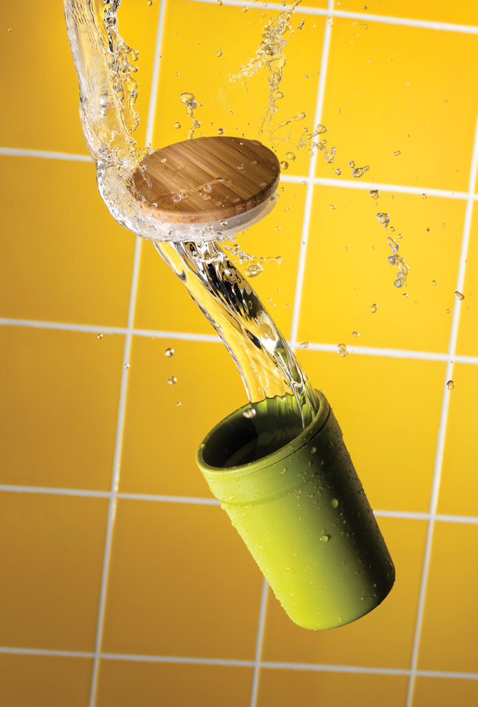 GRS certified recycled PP mug with bamboo lid