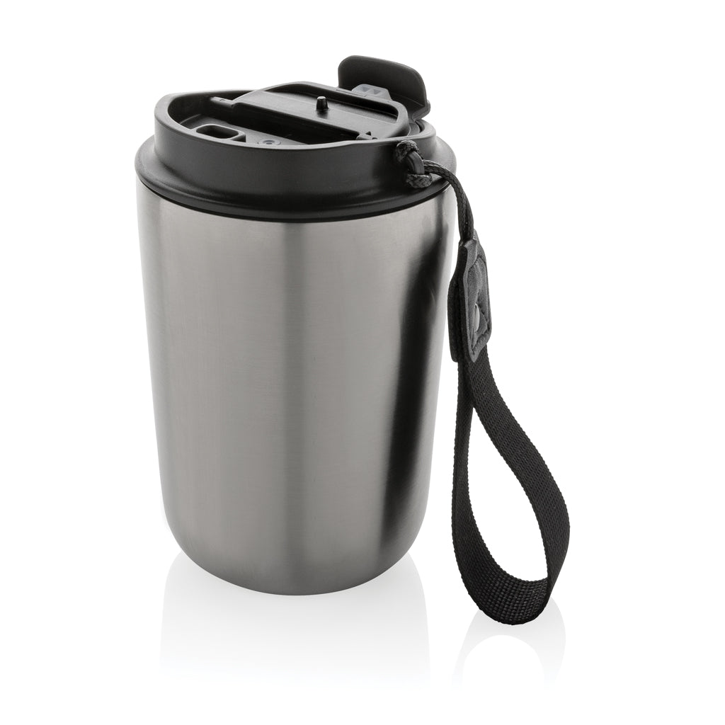 Cuppa RCS re-steel vacuum tumbler with lanyard - silver, Recycled Stainless steel
