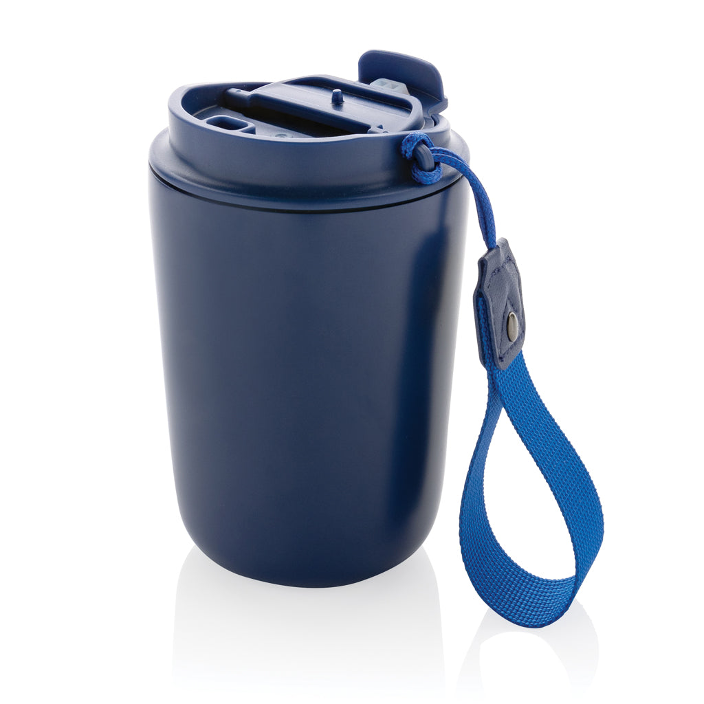 Cuppa RCS re-steel vacuum tumbler with lanyard - blue, Recycled Stainless steel