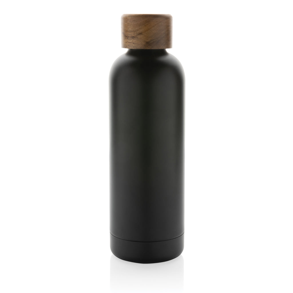 Wood RCS certified recycled stainless steel vacuum bottle