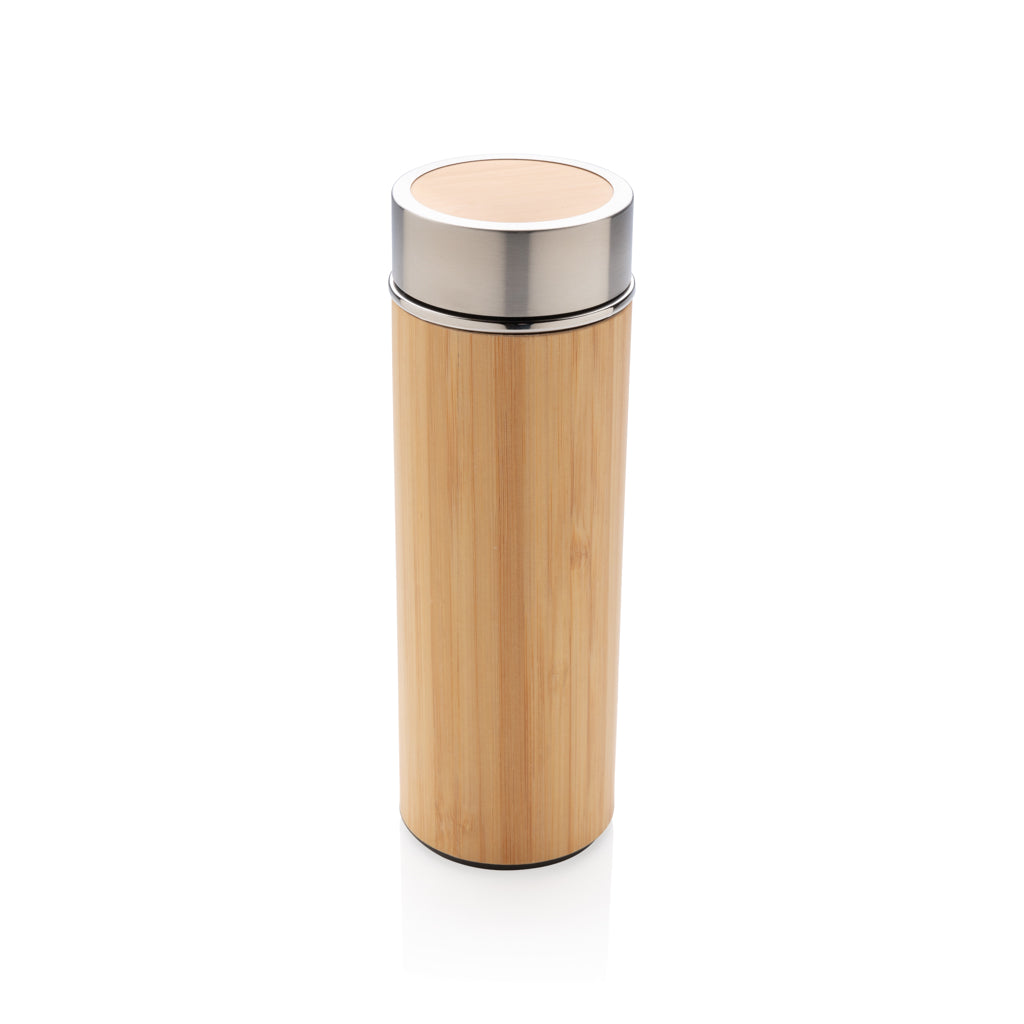Leak proof bamboo vacuum bottle - brown, Bamboo,Stainless steel
