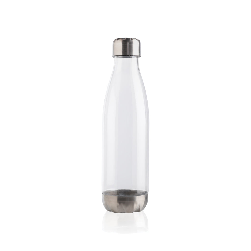 Leakproof water bottle with stainless steel lid - transparent, Polyethylene terephthalate glycol,Stainless steel