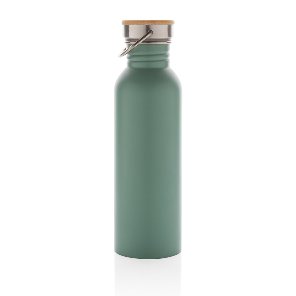 Modern stainless steel bottle with bamboo lid