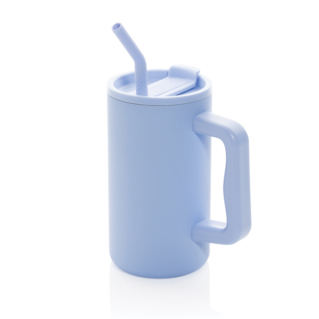 Cube RCS certified recycled steel mug 800ml - light blue, Recycled Stainless steel,Recycled Polypropylene