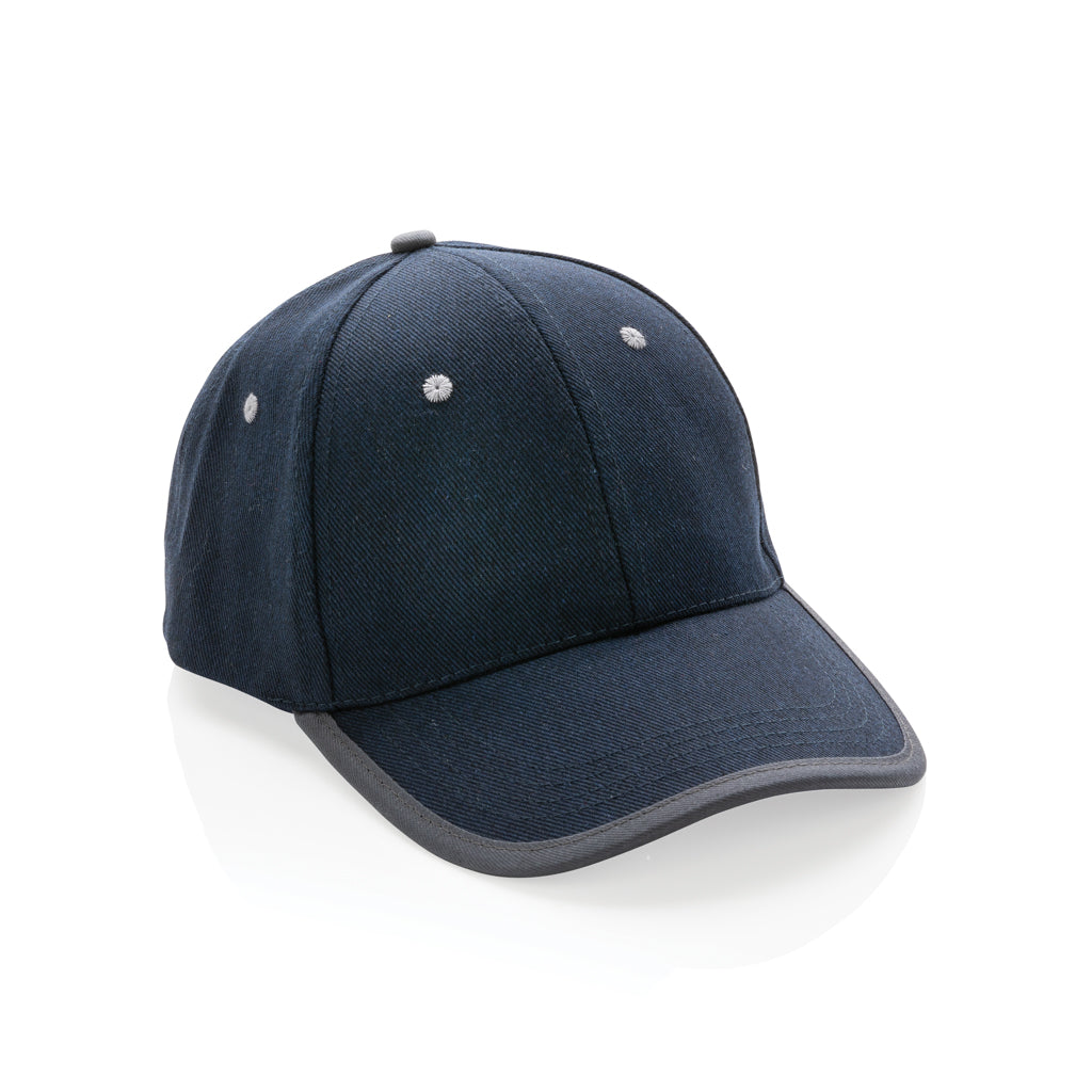 Impact AWARE™ Brushed rcotton 6 panel contrast cap 280gr - navy, Recycled cotton,rPET