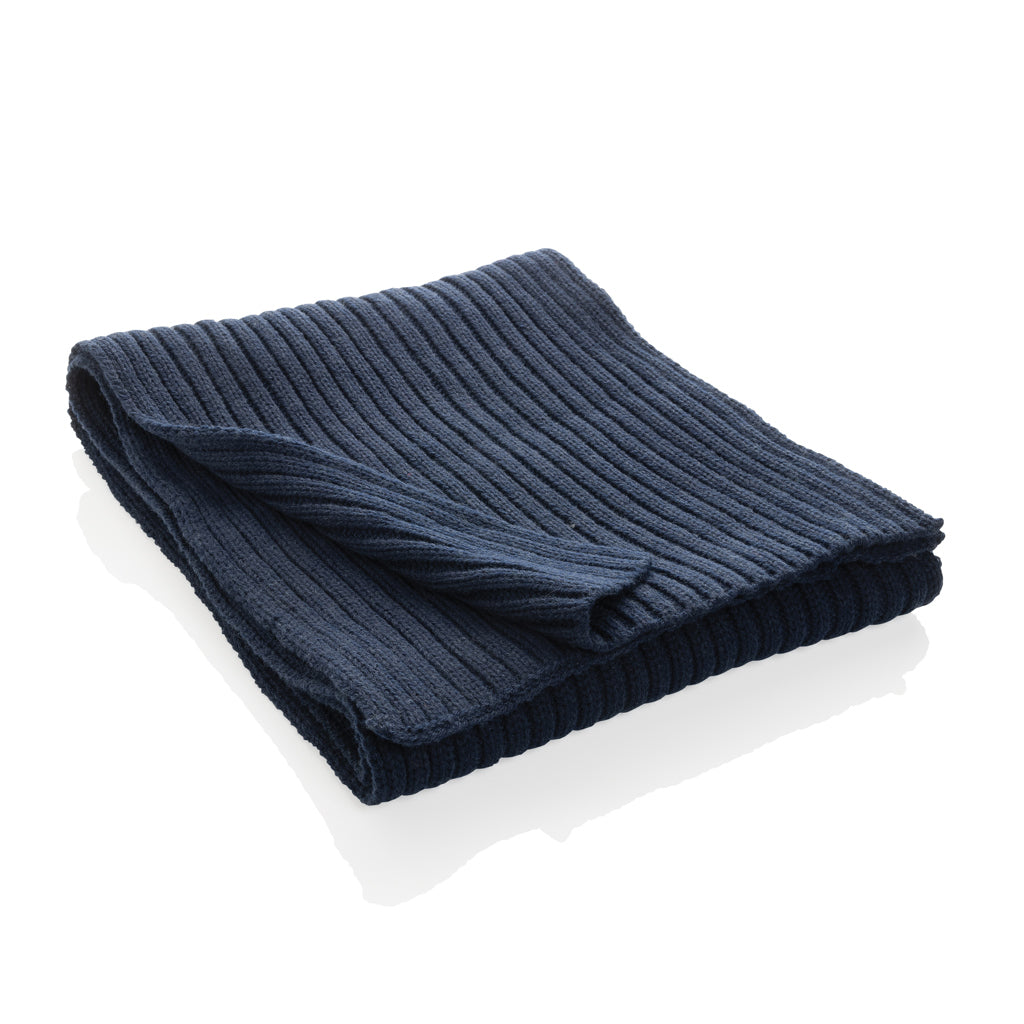 Impact AWARE™ Polylana® knitted scarf 180 x 25cm - navy, Acrylic