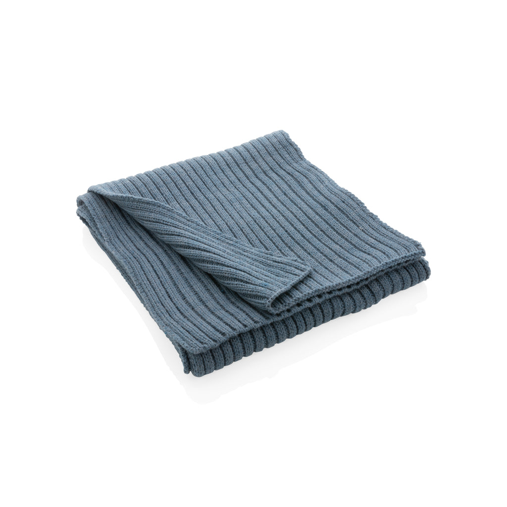 Impact AWARE™ Polylana® knitted scarf 180 x 25cm - Sage blue, Acrylic