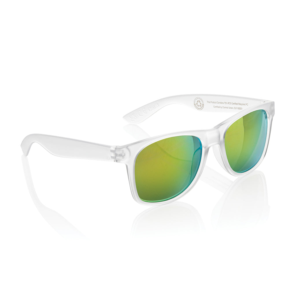 Gleam RCS recycled PC mirror lens sunglasses - white, Recycled Polycarbonate
