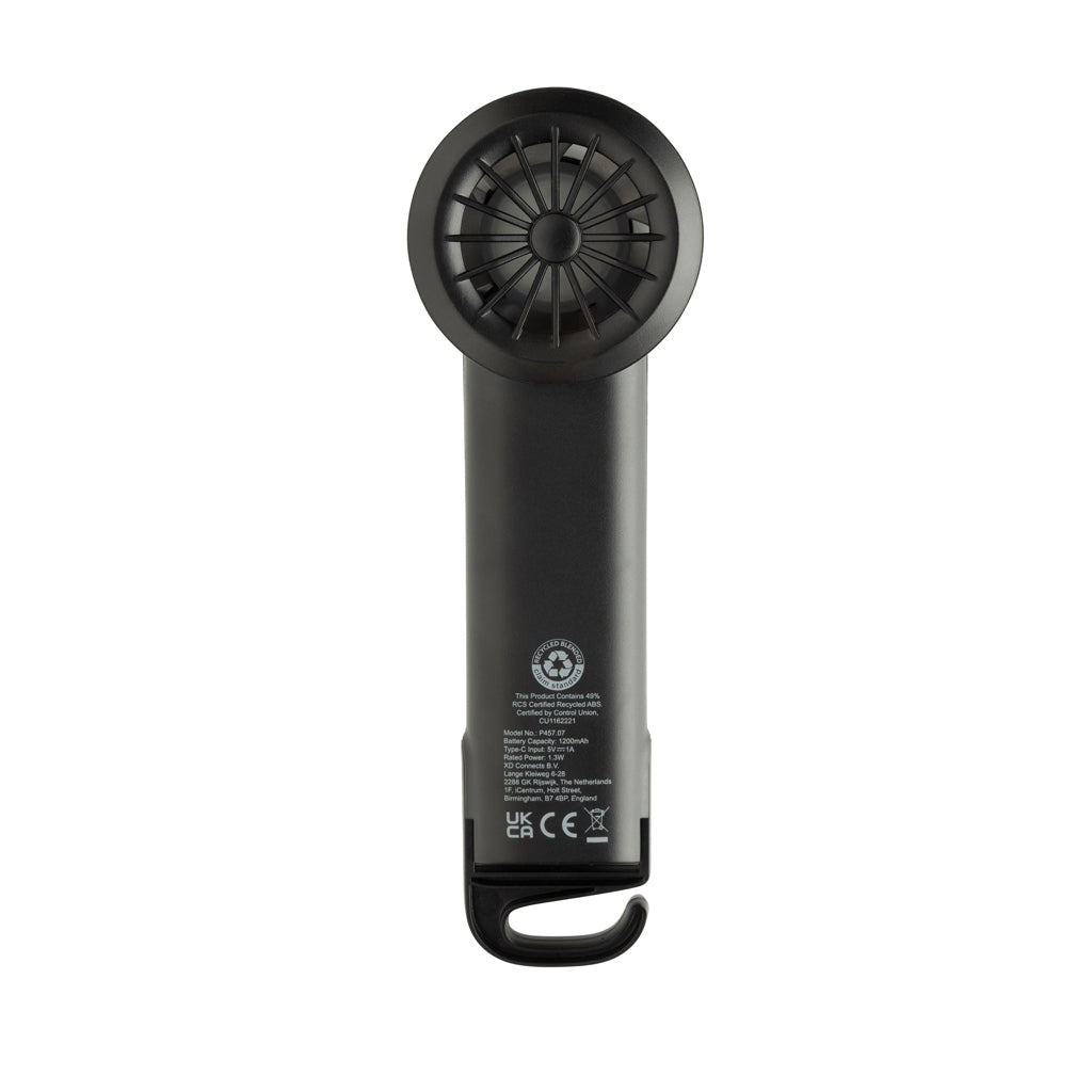 Twist RCS recycled plastic re-chargeable portable fan