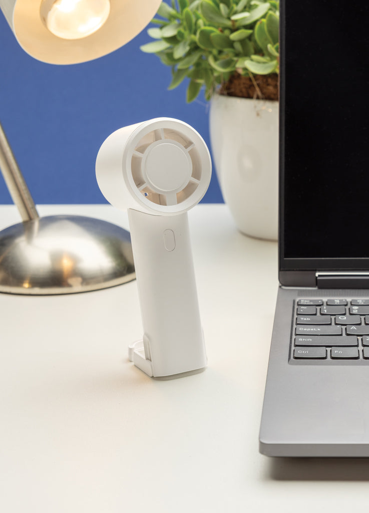 Twist RCS recycled plastic re-chargeable portable fan