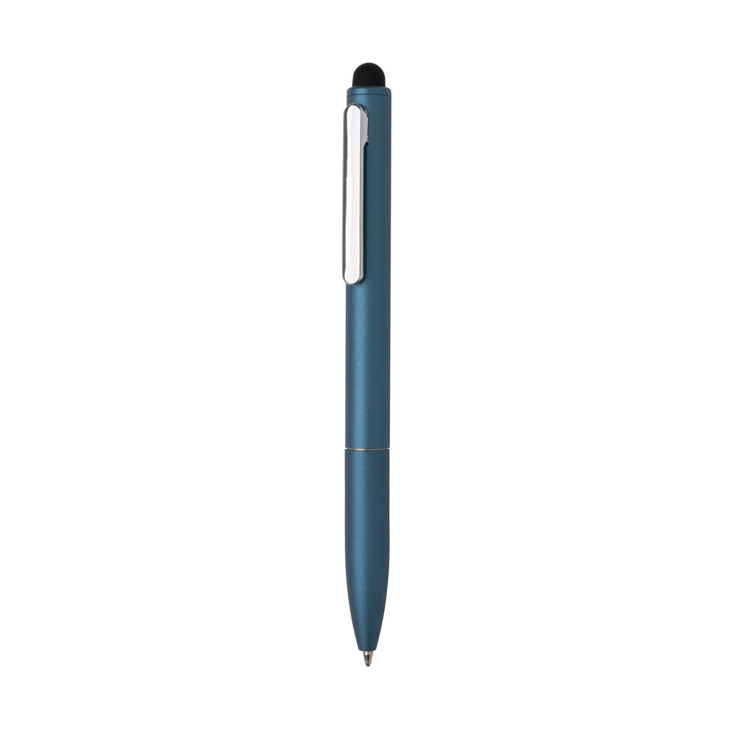 Kymi RCS certified recycled aluminium pen with stylus - royal blue, Recycled aluminium alloy,Recycled ABS
