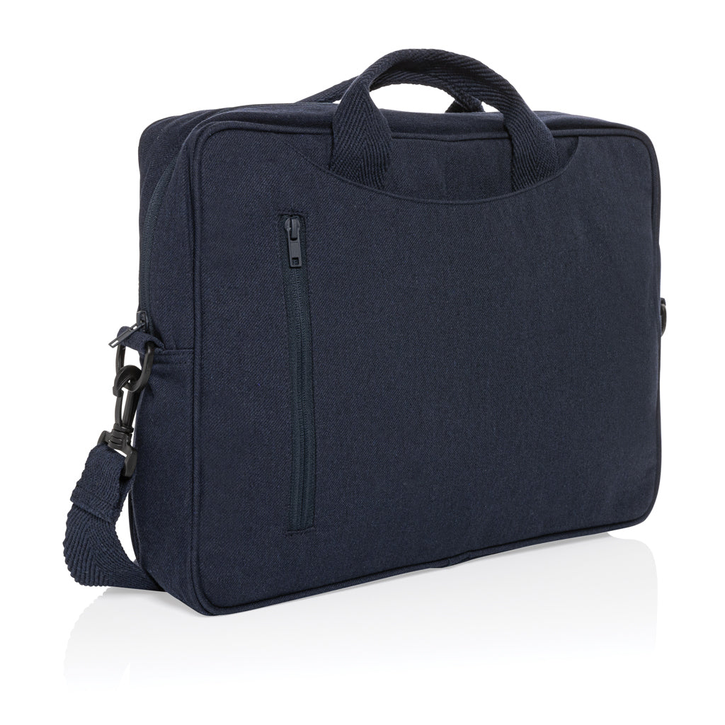 Laluka AWARE™ recycled cotton 15.4 inch laptop bag - navy, Recycled cotton