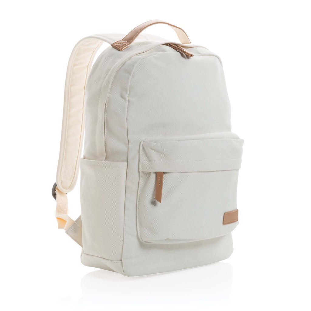 Impact AWARE™ 16 oz. recycled canvas backpack - off white, Recycled cotton,Polyurethane