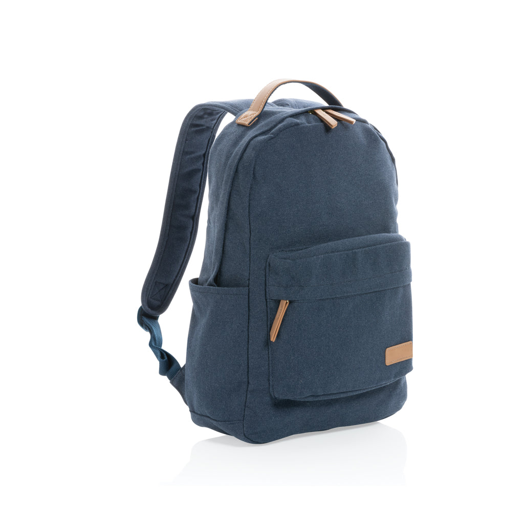 Impact AWARE™ 16 oz. recycled canvas backpack - blue, Recycled cotton,Polyurethane