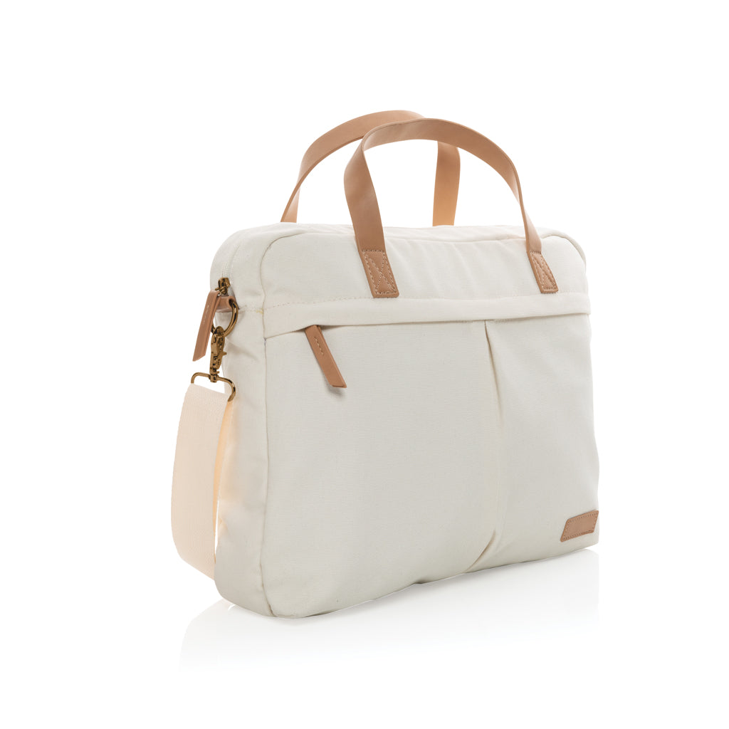 Impact AWARE™ 16 oz. recycled canvas laptop bag - off white, Recycled cotton,Polyurethane