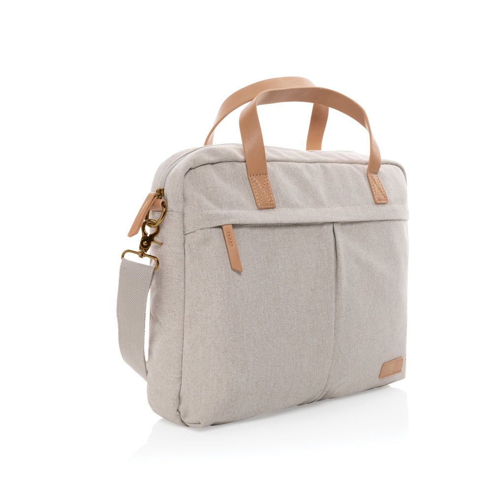 Impact AWARE™ 16 oz. recycled canvas laptop bag - grey, Recycled cotton,Polyurethane