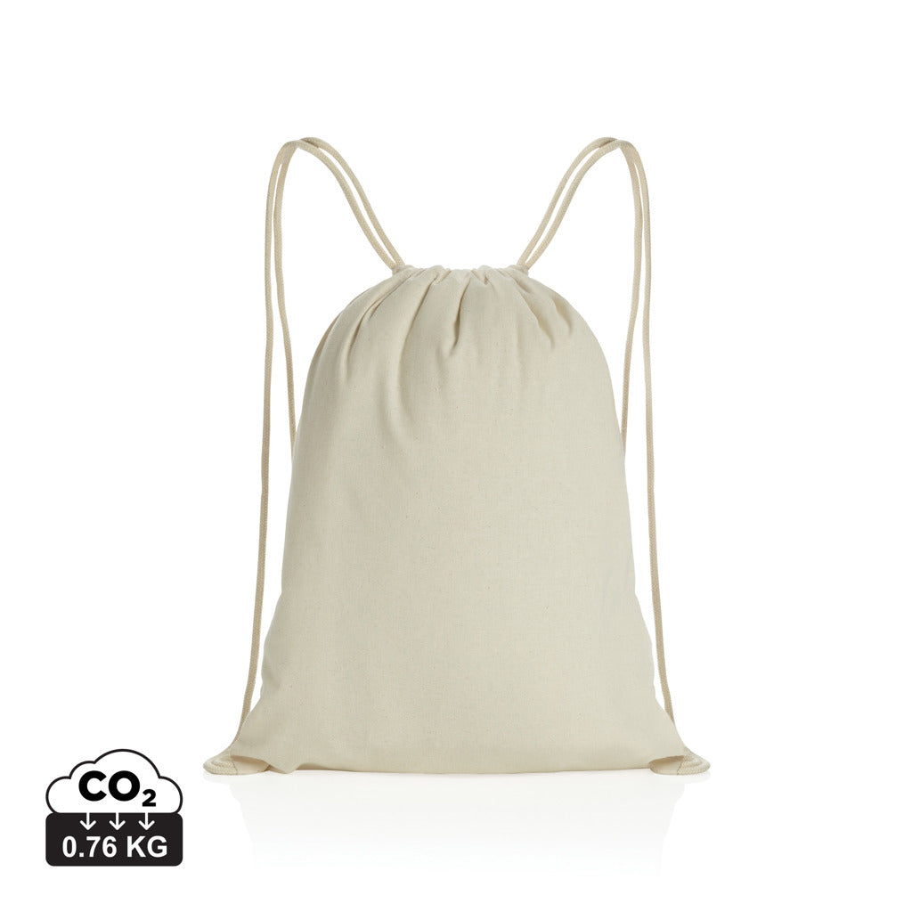 Impact AWARE™ recycled cotton drawstring backpack 145g