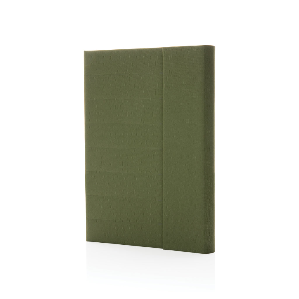 Impact Aware™ A5 notebook with magnetic closure - green, rPET,Paper