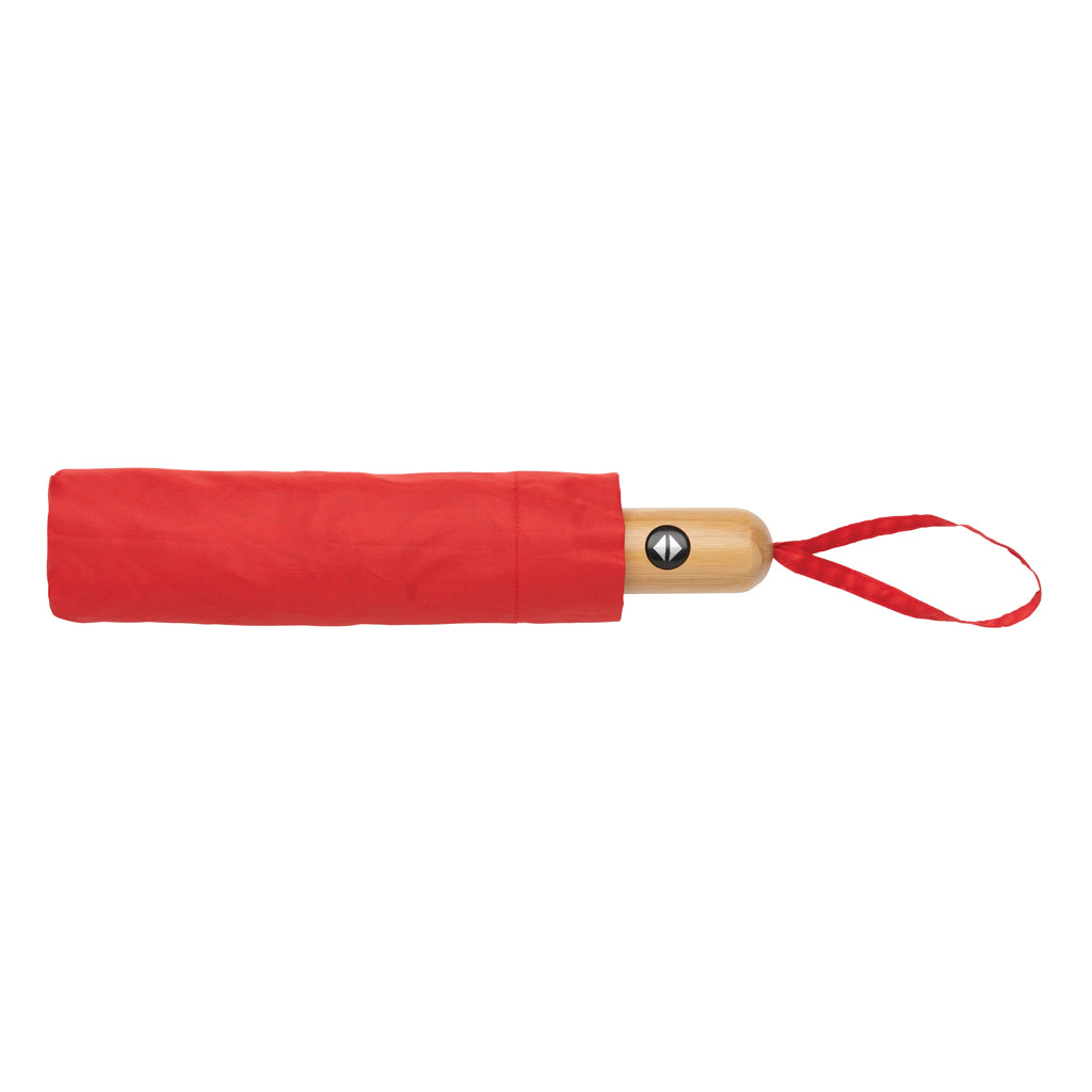 21" Impact AWARE™ RPET 190T bamboo auto open/close umbrella