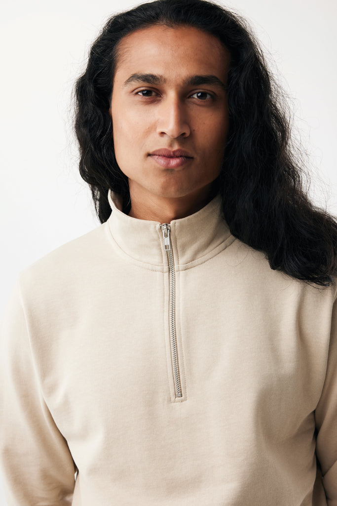 IQONIQ Elgon recycled cotton quarter zip sweater