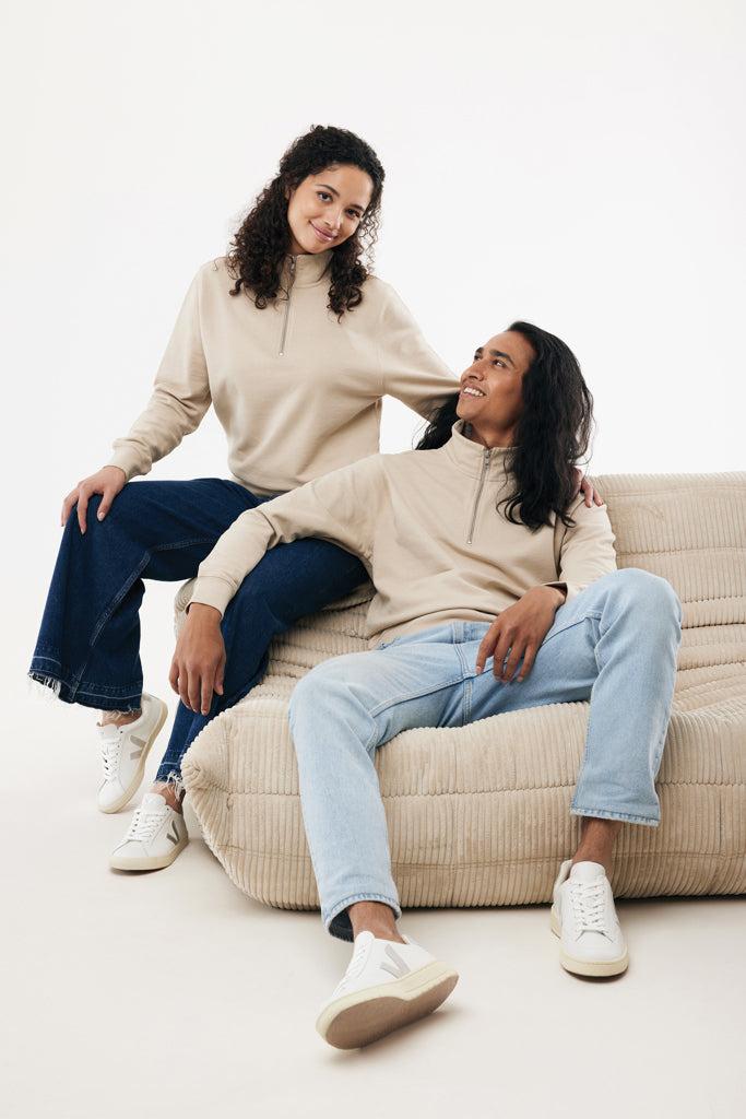 IQONIQ Elgon recycled cotton quarter zip sweater