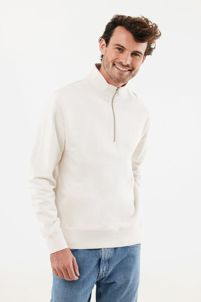IQONIQ Elgon recycled cotton quarter zip sweater