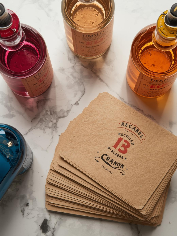 Sustainable printing using eco inks and recycled packaging for branded merchandise.